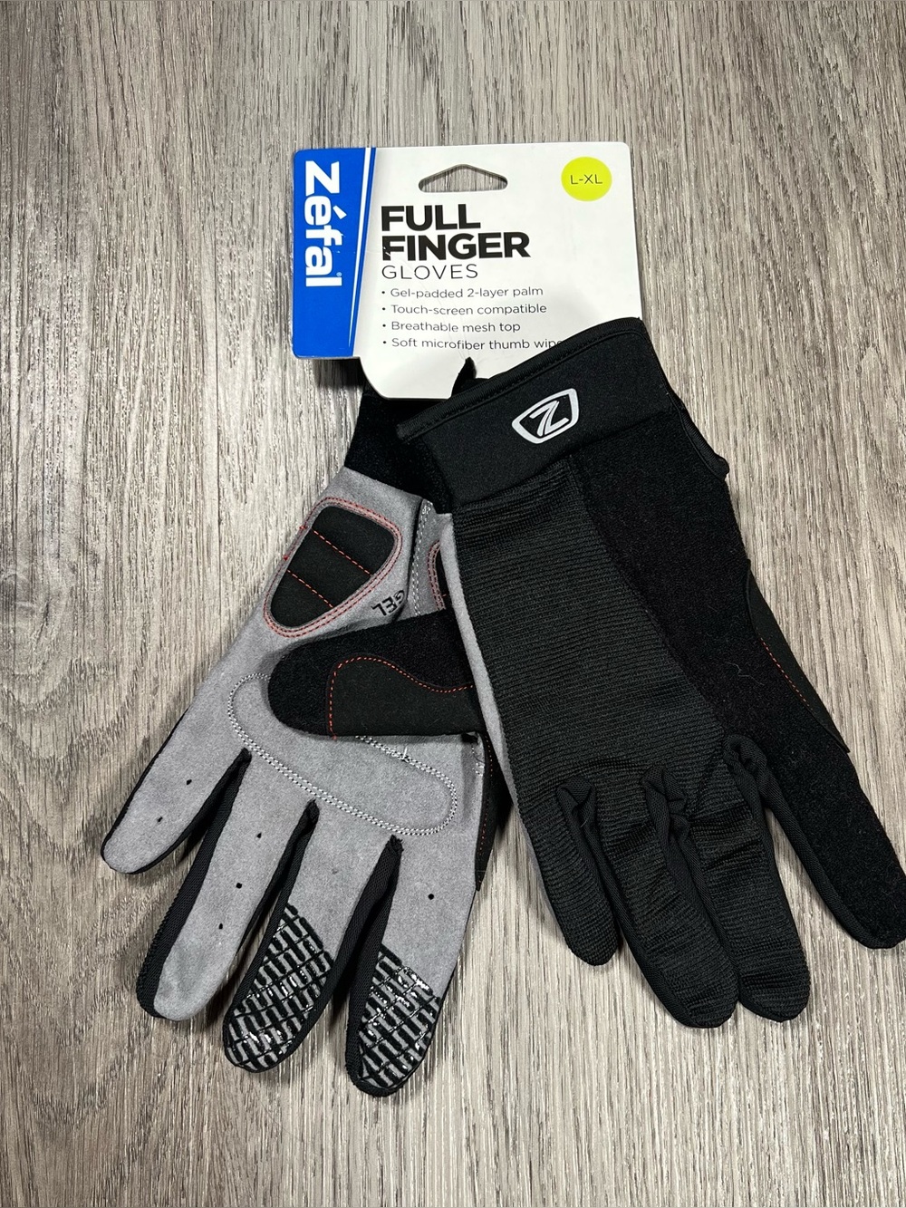 New ZEFAL Unisex L-XL Full Finger Gel Comfort Bike Gloves Cycling Workout Gym